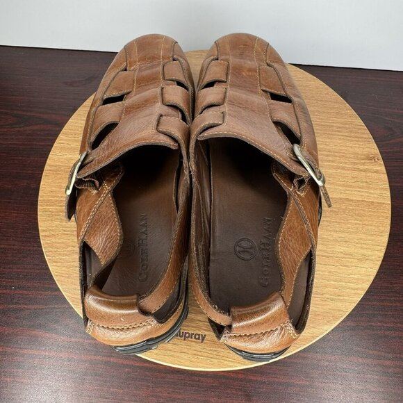 Cole‎ Haan Brown Leather Fisherman Sandals Shoes Buckle Vibram Soles Size 9 Men - Picture 5 of 7